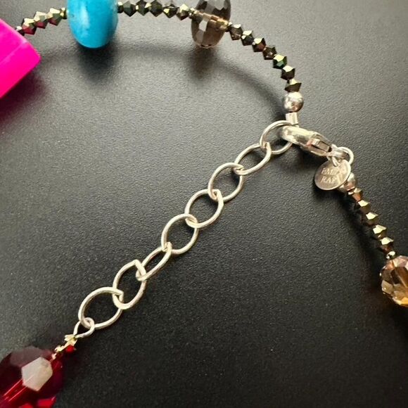 Emily Ray Colorful Multi Stone & Crystal Long Statement Necklace - Picture 7 of 9